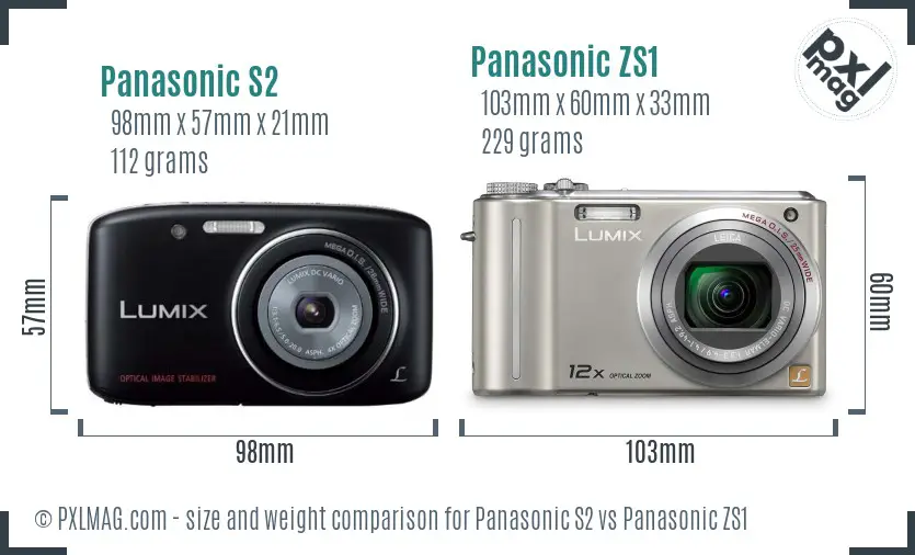 Panasonic S2 vs Panasonic ZS1 size comparison
