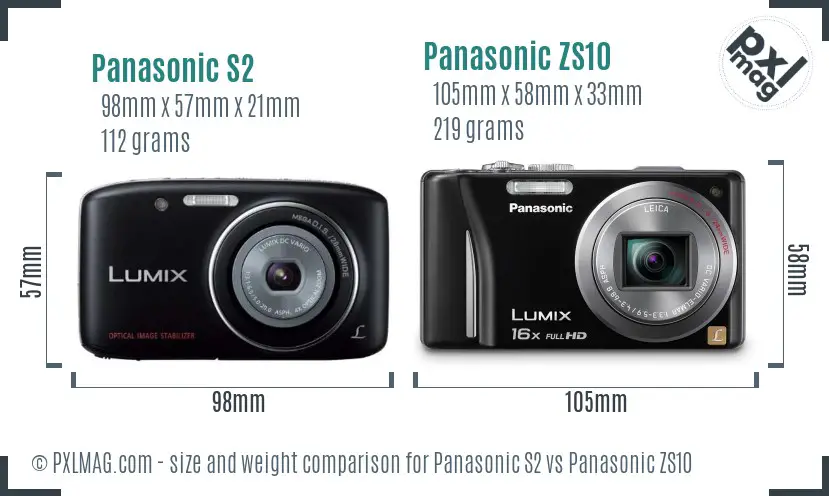 Panasonic S2 vs Panasonic ZS10 size comparison