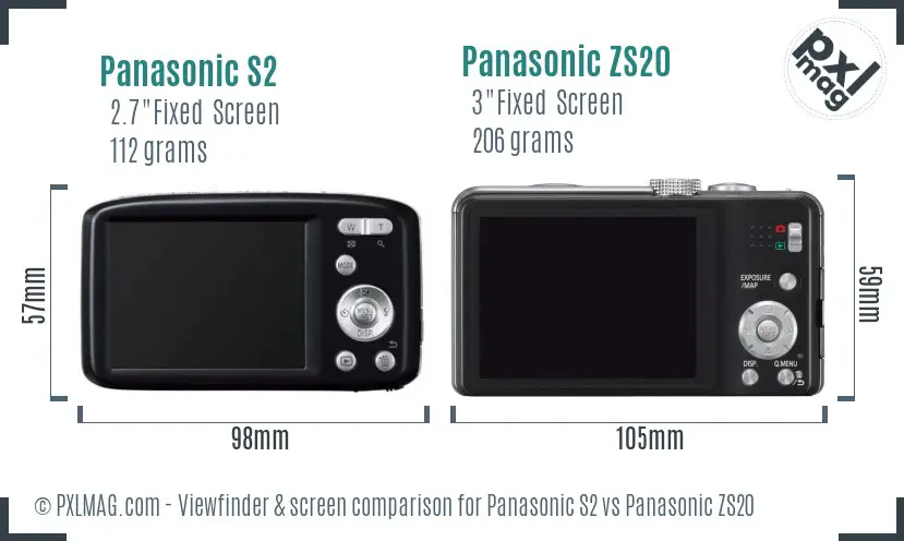 Panasonic S2 vs Panasonic ZS20 Screen and Viewfinder comparison