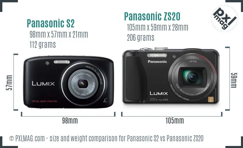 Panasonic S2 vs Panasonic ZS20 size comparison