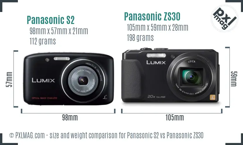 Panasonic S2 vs Panasonic ZS30 size comparison