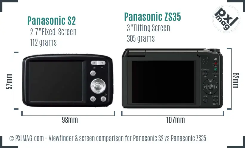 Panasonic S2 vs Panasonic ZS35 Screen and Viewfinder comparison