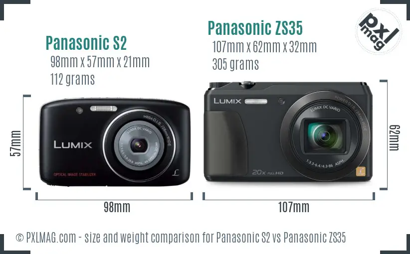 Panasonic S2 vs Panasonic ZS35 size comparison
