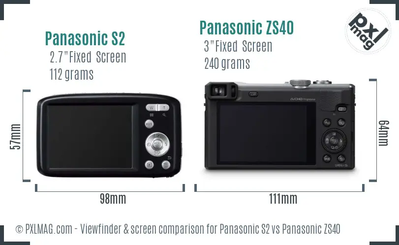 Panasonic S2 vs Panasonic ZS40 Screen and Viewfinder comparison