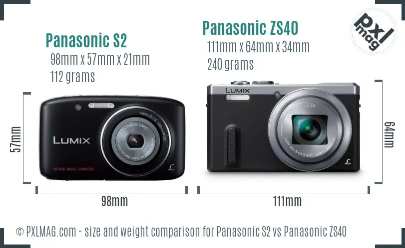 Panasonic S2 vs Panasonic ZS40 size comparison