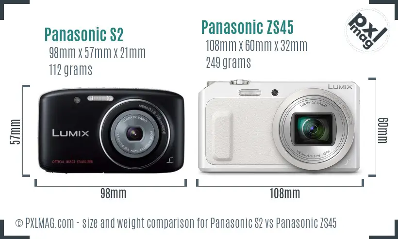 Panasonic S2 vs Panasonic ZS45 size comparison