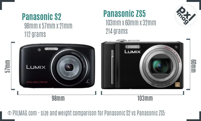 Panasonic S2 vs Panasonic ZS5 size comparison