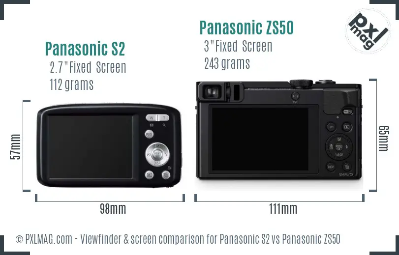 Panasonic S2 vs Panasonic ZS50 Screen and Viewfinder comparison