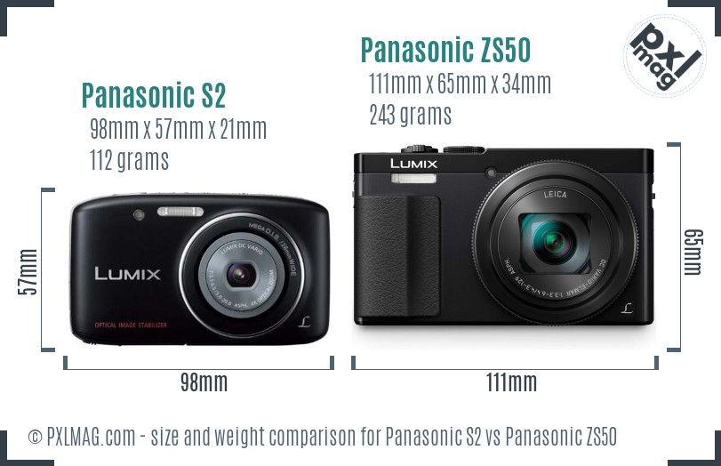 Panasonic S2 vs Panasonic ZS50 size comparison