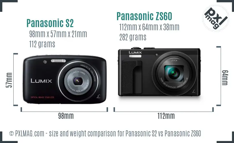 Panasonic S2 vs Panasonic ZS60 size comparison