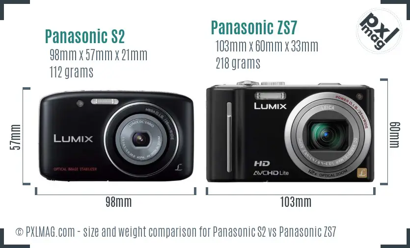 Panasonic S2 vs Panasonic ZS7 size comparison