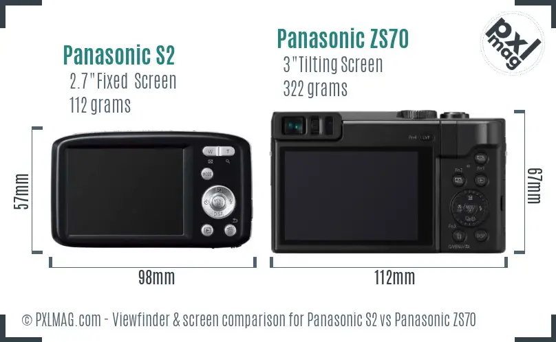 Panasonic S2 vs Panasonic ZS70 Screen and Viewfinder comparison