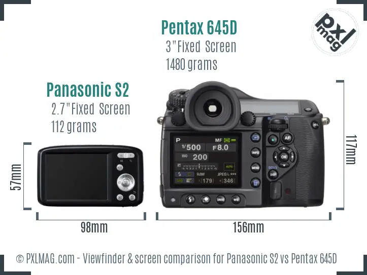 Panasonic S2 vs Pentax 645D Screen and Viewfinder comparison