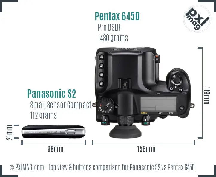 Panasonic S2 vs Pentax 645D top view buttons comparison
