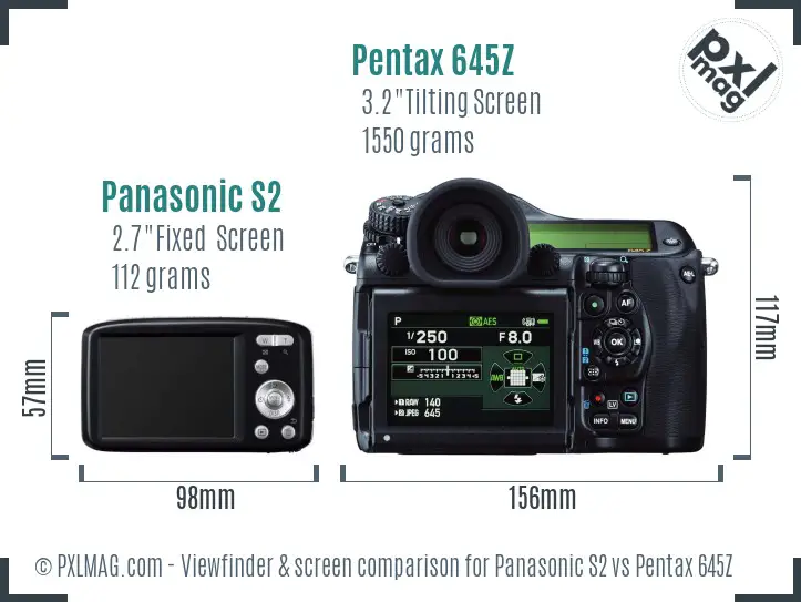 Panasonic S2 vs Pentax 645Z Screen and Viewfinder comparison
