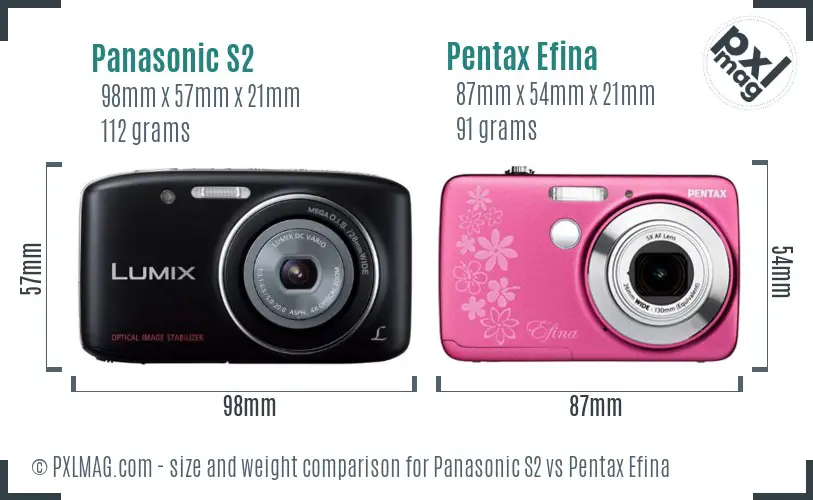 Panasonic S2 vs Pentax Efina size comparison