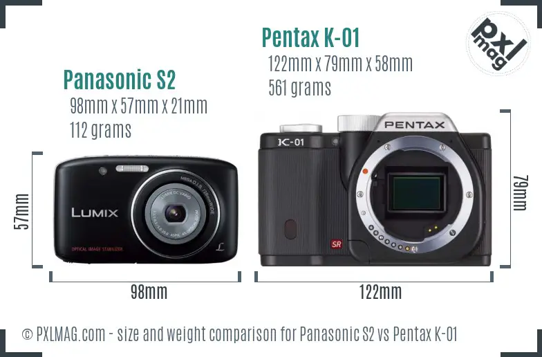 Panasonic S2 vs Pentax K-01 size comparison