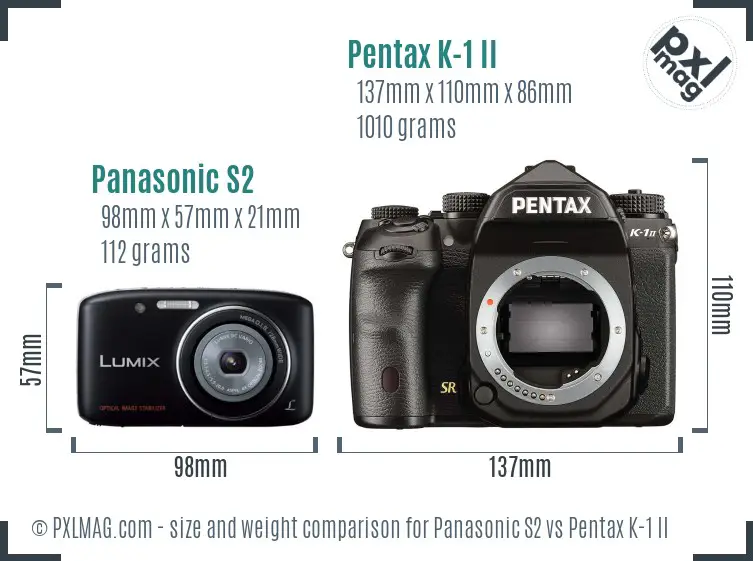 Panasonic S2 vs Pentax K-1 II size comparison