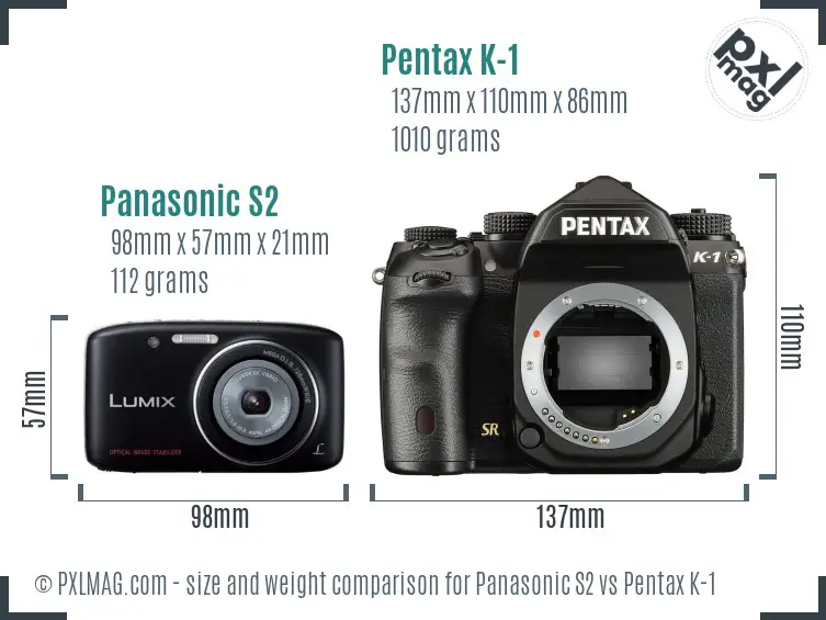 Panasonic S2 vs Pentax K-1 size comparison