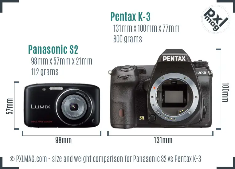 Panasonic S2 vs Pentax K-3 size comparison