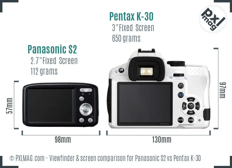 Panasonic S2 vs Pentax K-30 Screen and Viewfinder comparison