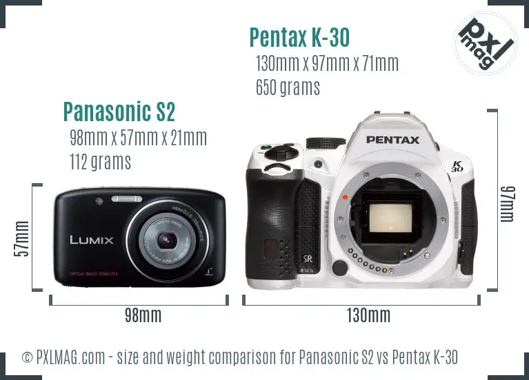 Panasonic S2 vs Pentax K-30 size comparison