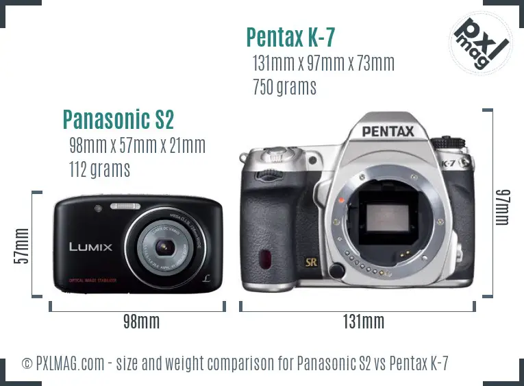 Panasonic S2 vs Pentax K-7 size comparison