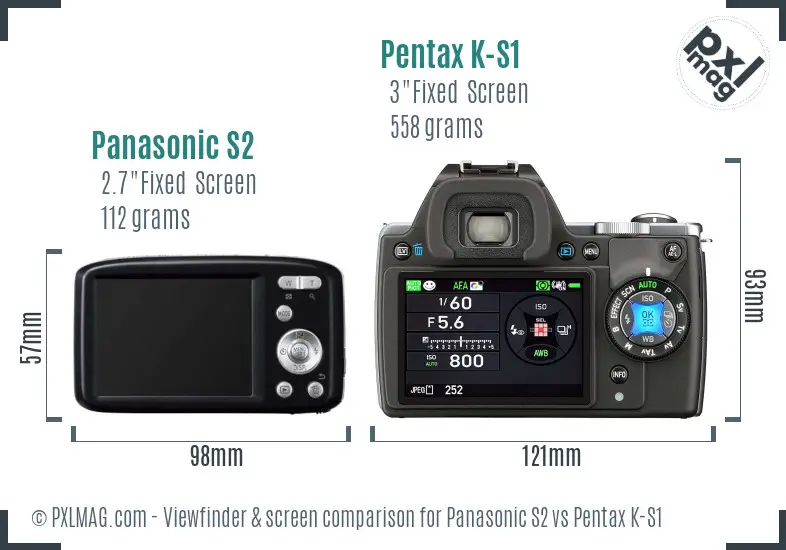 Panasonic S2 vs Pentax K-S1 Screen and Viewfinder comparison