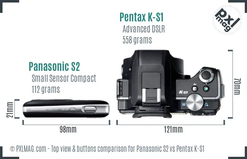 Panasonic S2 vs Pentax K-S1 top view buttons comparison