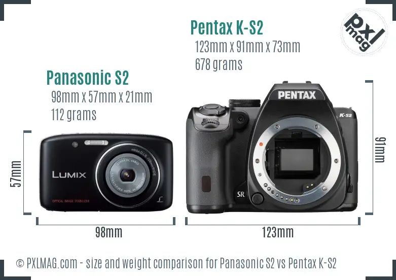 Panasonic S2 vs Pentax K-S2 size comparison