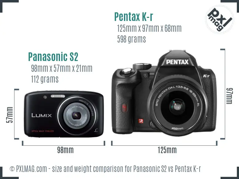 Panasonic S2 vs Pentax K-r size comparison