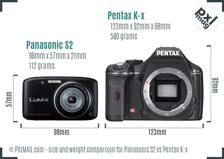 Panasonic S2 vs Pentax K-x size comparison