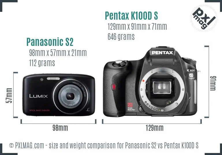 Panasonic S2 vs Pentax K100D S size comparison