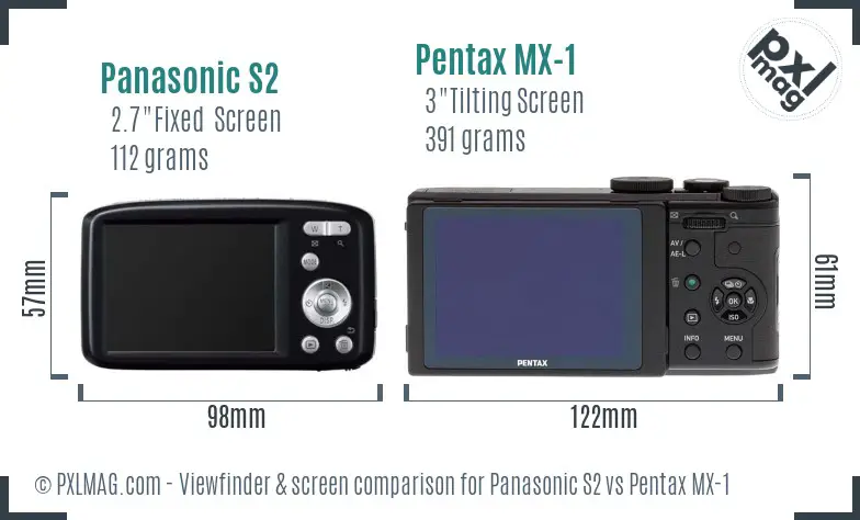 Panasonic S2 vs Pentax MX-1 Screen and Viewfinder comparison