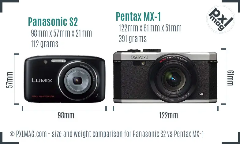 Panasonic S2 vs Pentax MX-1 size comparison