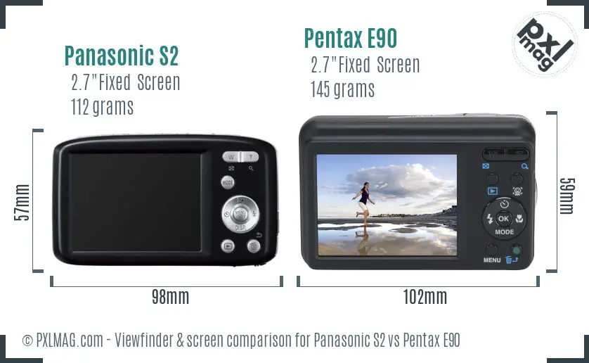 Panasonic S2 vs Pentax E90 Screen and Viewfinder comparison