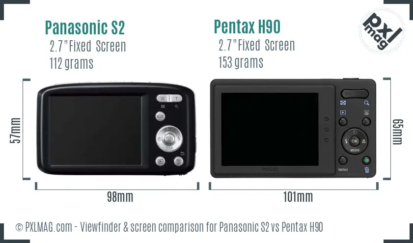 Panasonic S2 vs Pentax H90 Screen and Viewfinder comparison