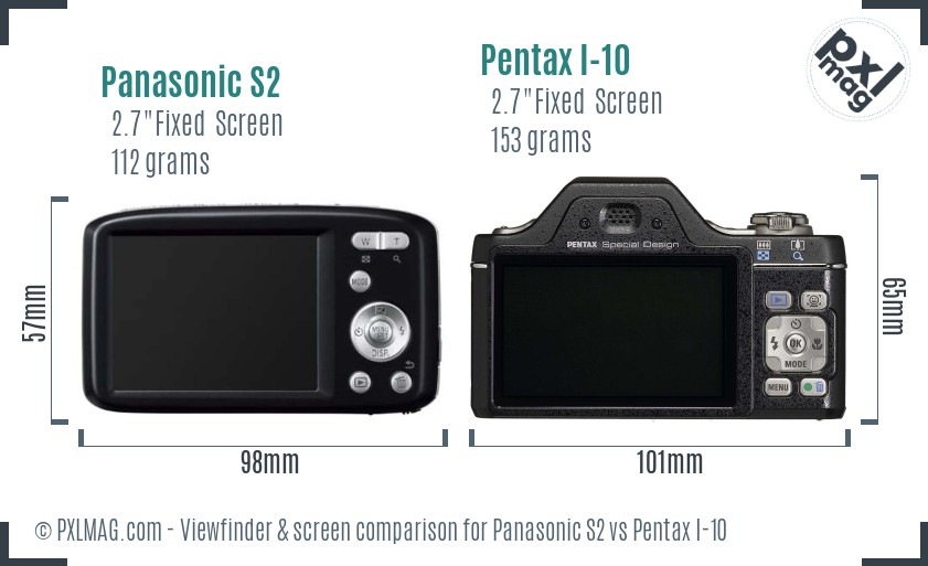 Panasonic S2 vs Pentax I-10 Screen and Viewfinder comparison
