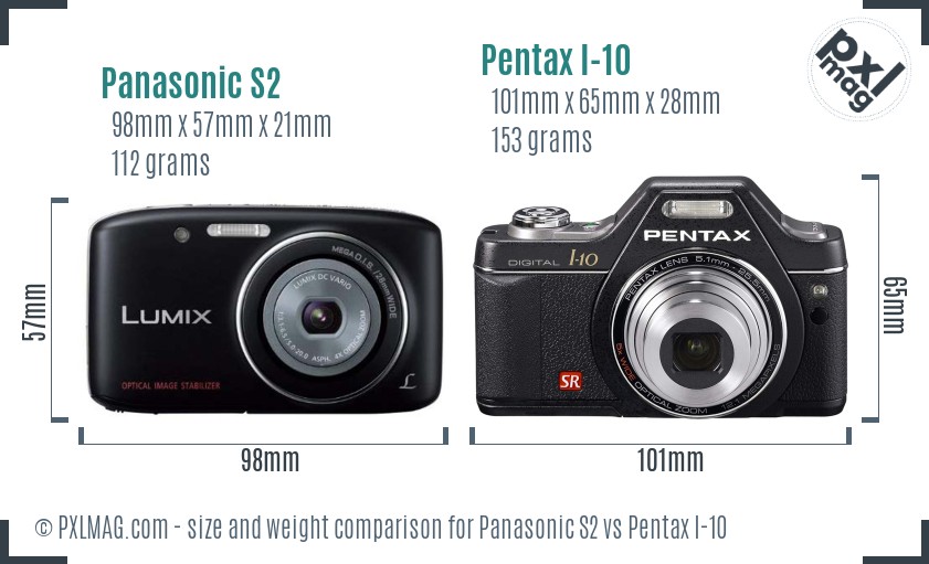 Panasonic S2 vs Pentax I-10 size comparison
