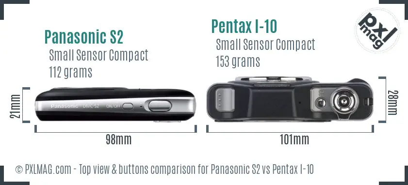 Panasonic S2 vs Pentax I-10 top view buttons comparison