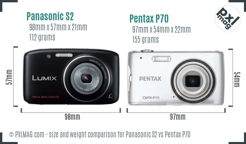 Panasonic S2 vs Pentax P70 size comparison