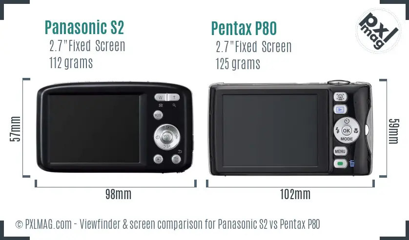 Panasonic S2 vs Pentax P80 Screen and Viewfinder comparison