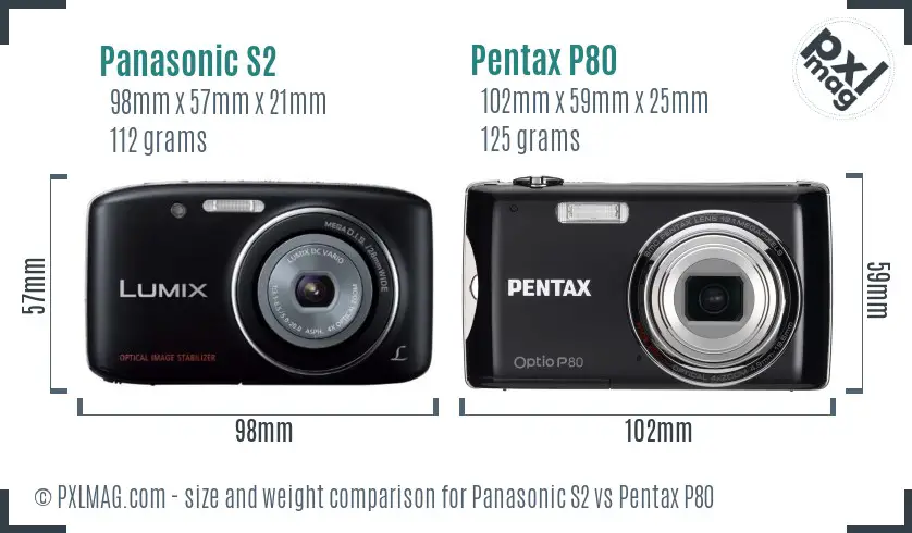 Panasonic S2 vs Pentax P80 size comparison