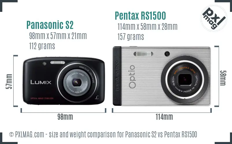 Panasonic S2 vs Pentax RS1500 size comparison