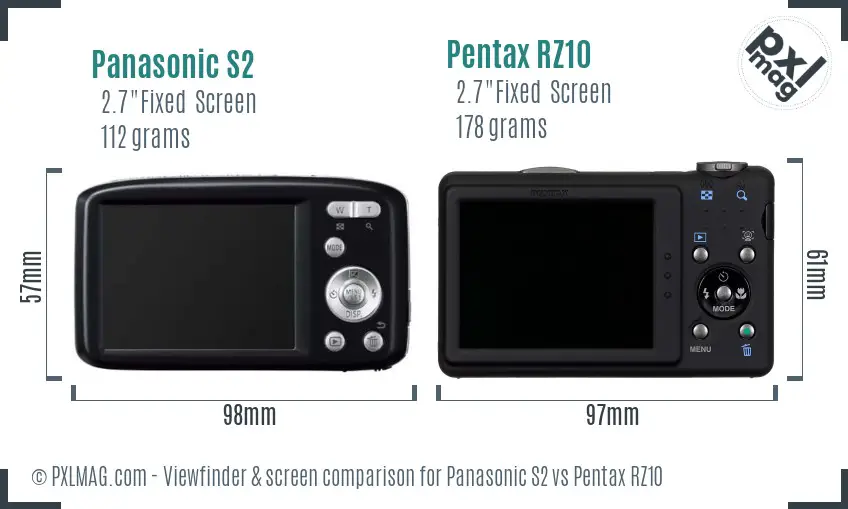 Panasonic S2 vs Pentax RZ10 Screen and Viewfinder comparison