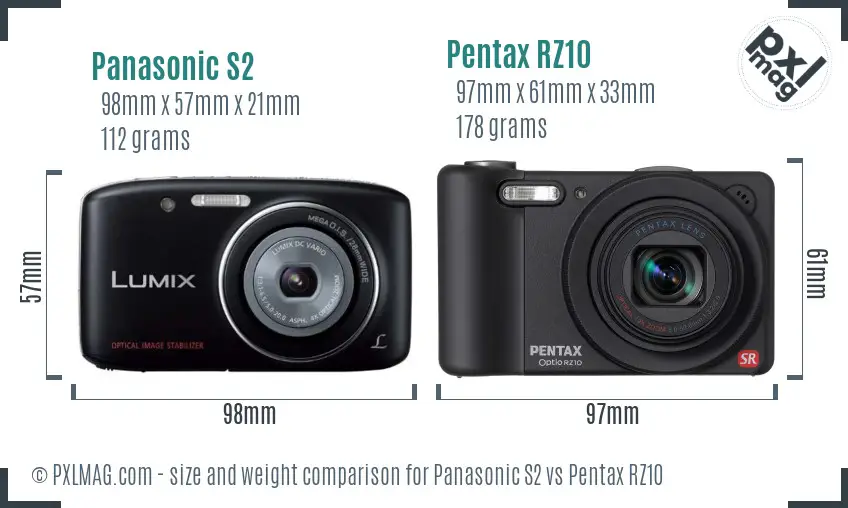 Panasonic S2 vs Pentax RZ10 size comparison