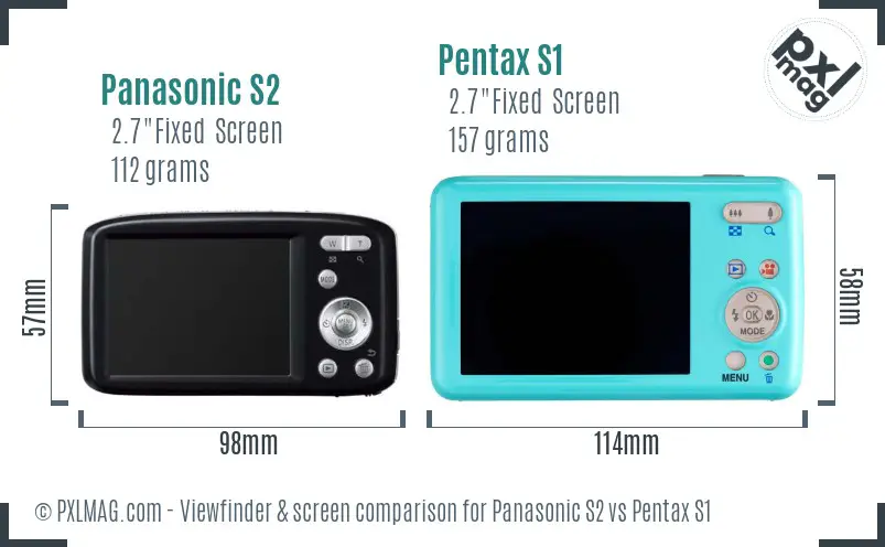 Panasonic S2 vs Pentax S1 Screen and Viewfinder comparison