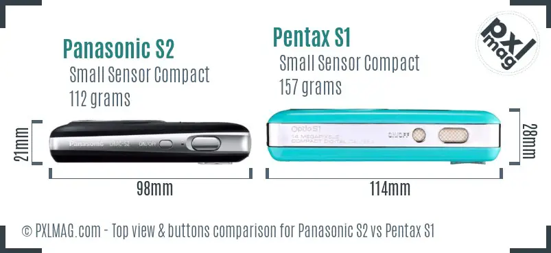 Panasonic S2 vs Pentax S1 top view buttons comparison