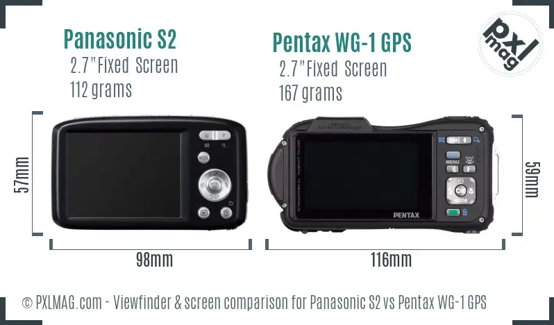 Panasonic S2 vs Pentax WG-1 GPS Screen and Viewfinder comparison