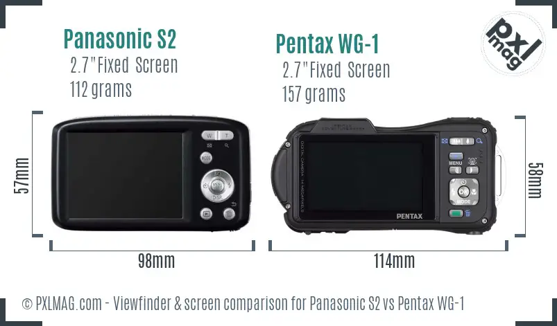 Panasonic S2 vs Pentax WG-1 Screen and Viewfinder comparison